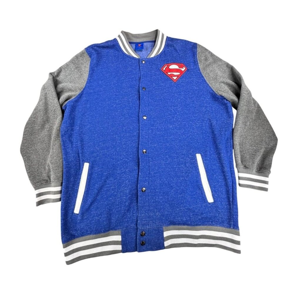 Superman Varsity Jacket XL Blue & Gray DC Comics Superhero Comcon